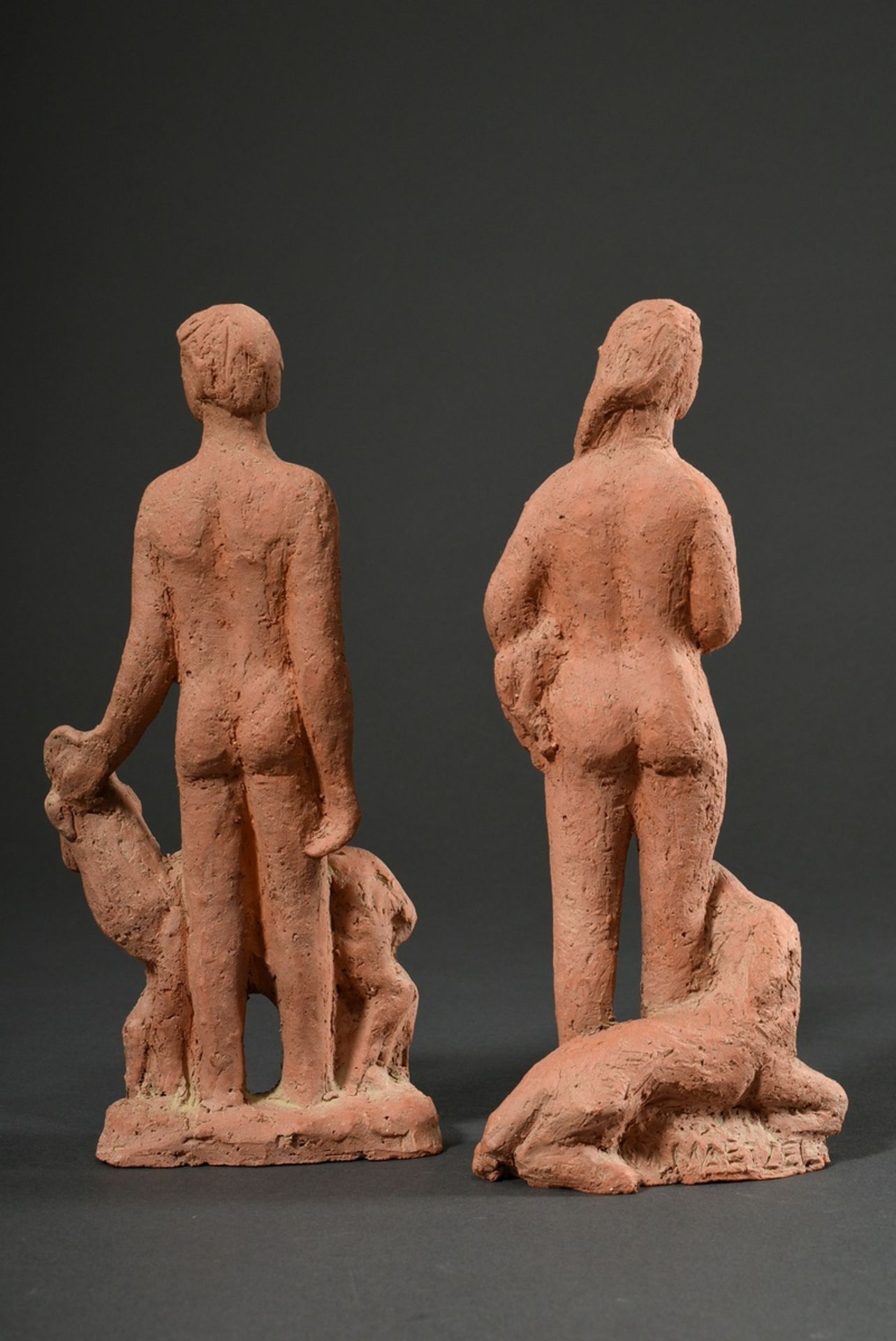 Pair of Maetzel, Monika (1917-2010) figures "Young man with billy goat"/"Young woman with lamb and  - Image 2 of 4