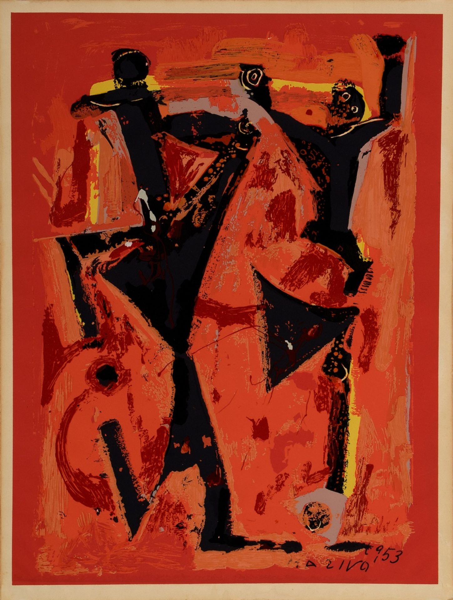 Marini, Marino (1901-1980) "Figure Colorate" 1953, color lithograph (official reprint), b.i. stone 