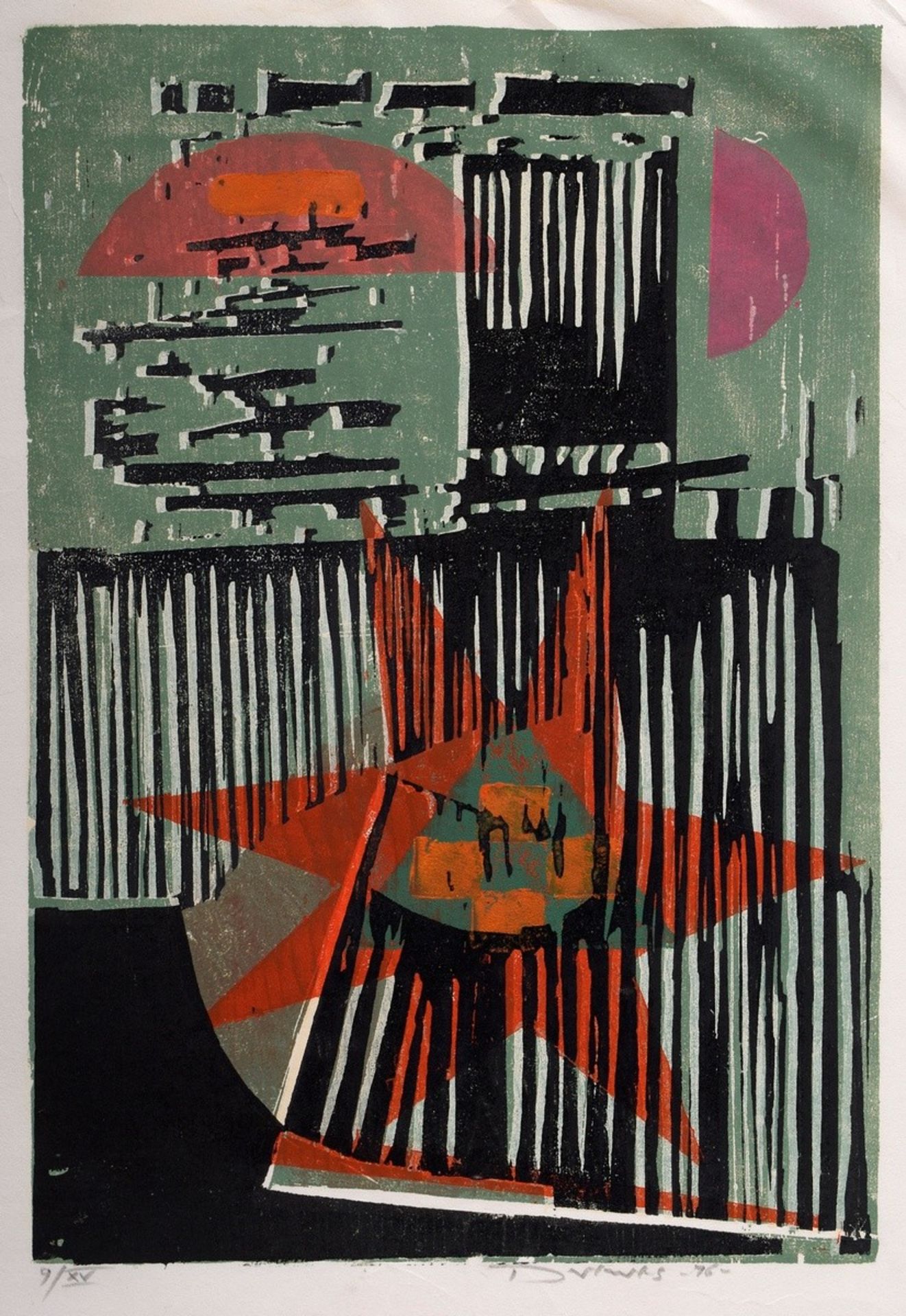 Drewes, Werner (1899-1985) "Fallen Star" 1976, color woodcut, 9/25, b. sign./dat./num./titl., cat. 