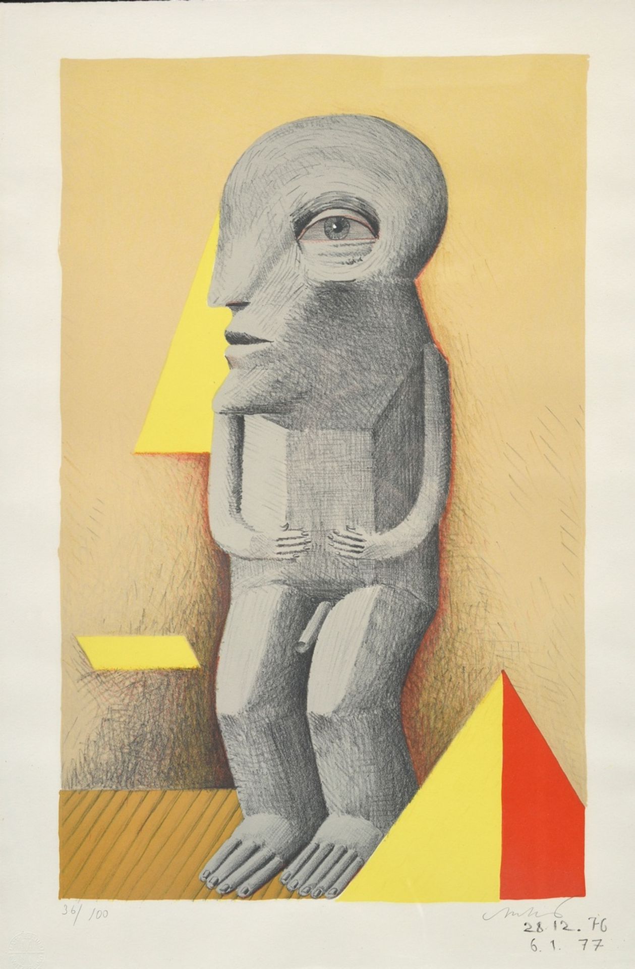 Antes, Horst (*1936) "Kopffüßler" 1976/77, colour lithograph, 36/100, b. sign./dat./num., PM 42,5x2