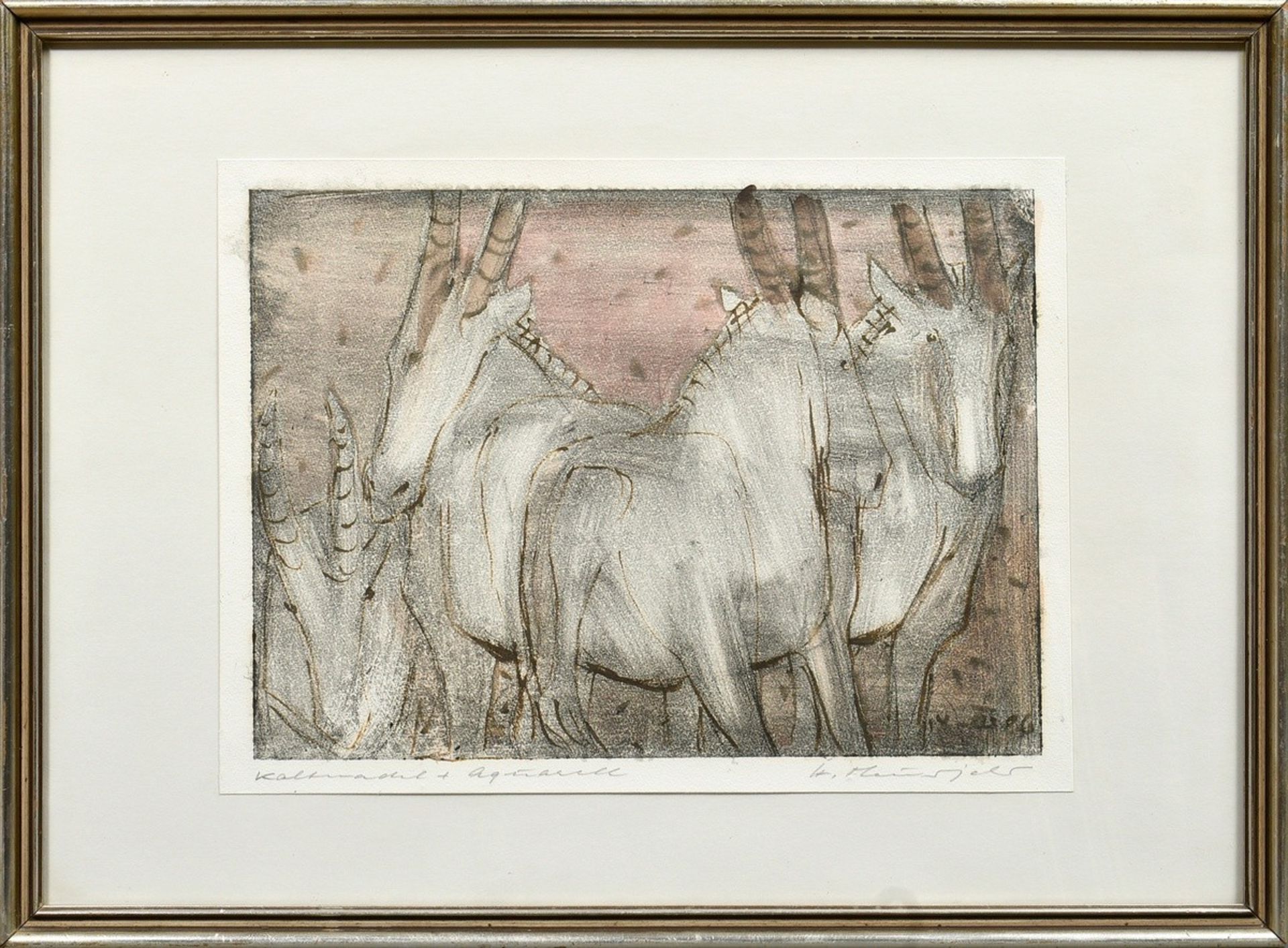 Theuerjahr, Heinz (1913-1991) "Antelopes" 1986(?), watercolor etching, b. sign./bez., PM 23,7x32,8c - Image 2 of 3