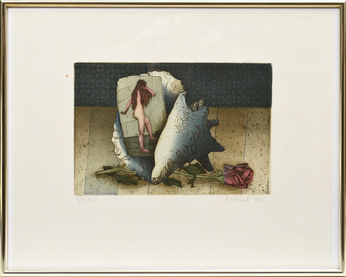 Kressel, Dieter (1925-2015) "Shell Girl" 1974, color etching, proof, b. sign./inscr./date., catalog - Image 2 of 3