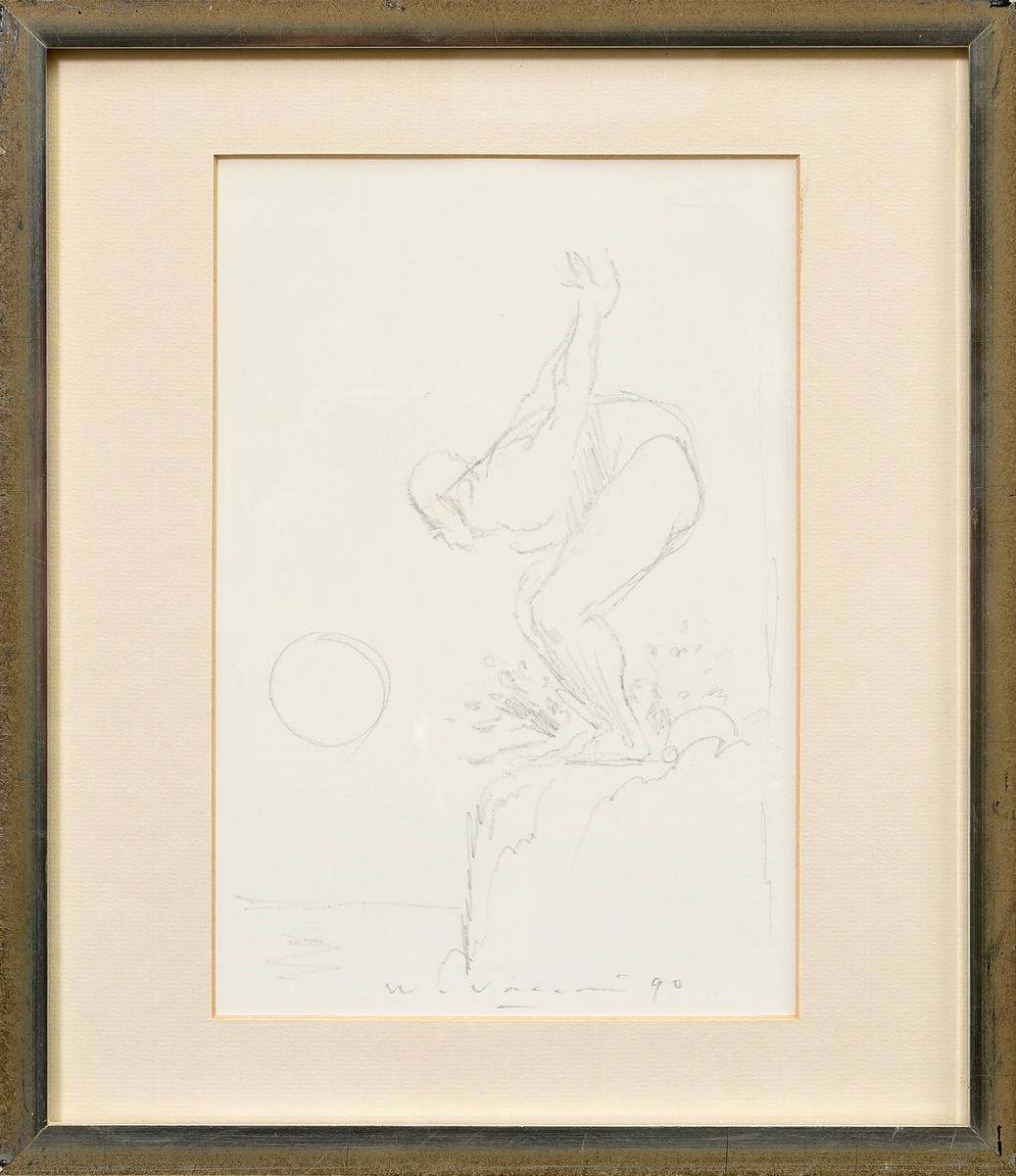 Vaccari, Wainer (* 1949) "Springer" 1990, pencil, b. sign./dat., verso on adhesive label "Kunsthand - Image 2 of 3