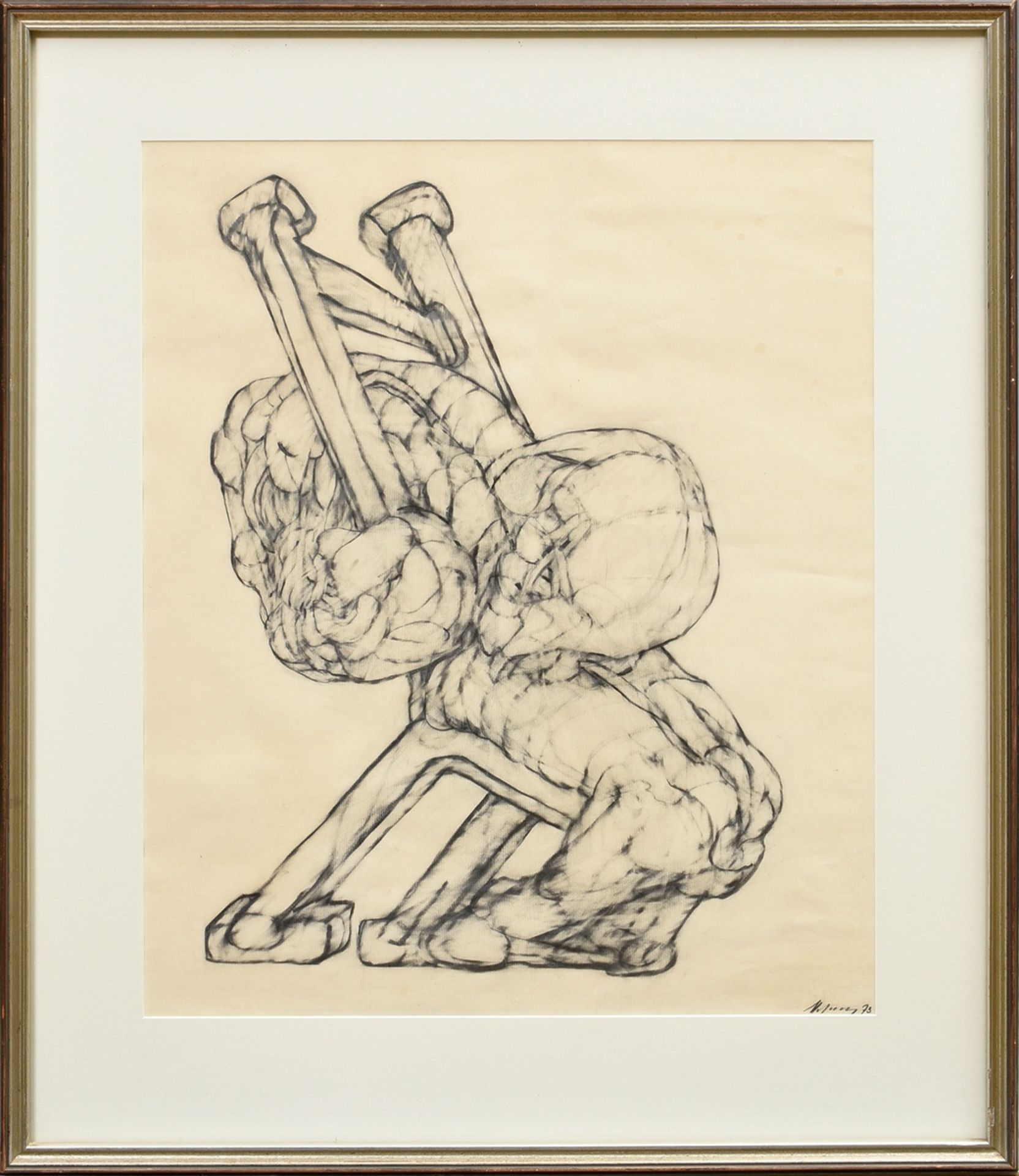 Hoflehner, Rudolf (1916-1995) "Entwurf für eine Plastik" 1973, Bleistift, u.r. sign./dat., 58,5x48, - Bild 2 aus 3