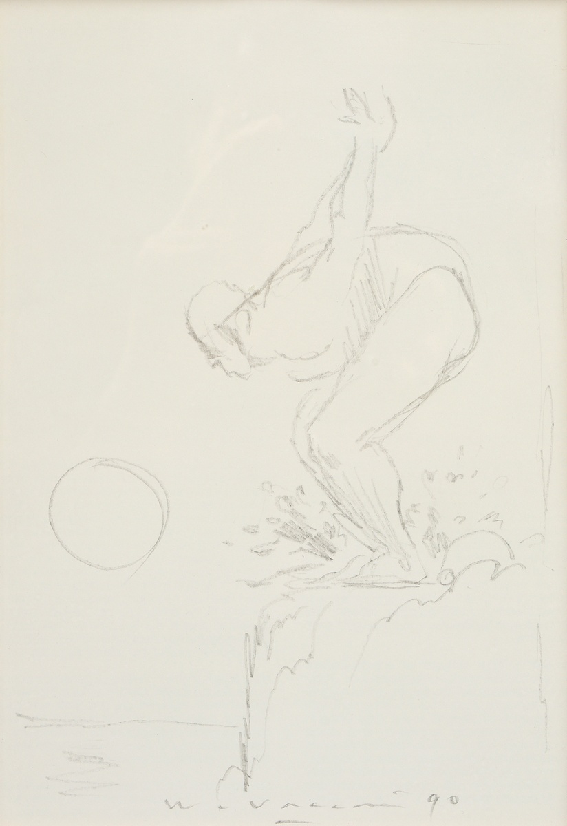 Vaccari, Wainer (* 1949) "Springer" 1990, pencil, b. sign./dat., verso on adhesive label "Kunsthand