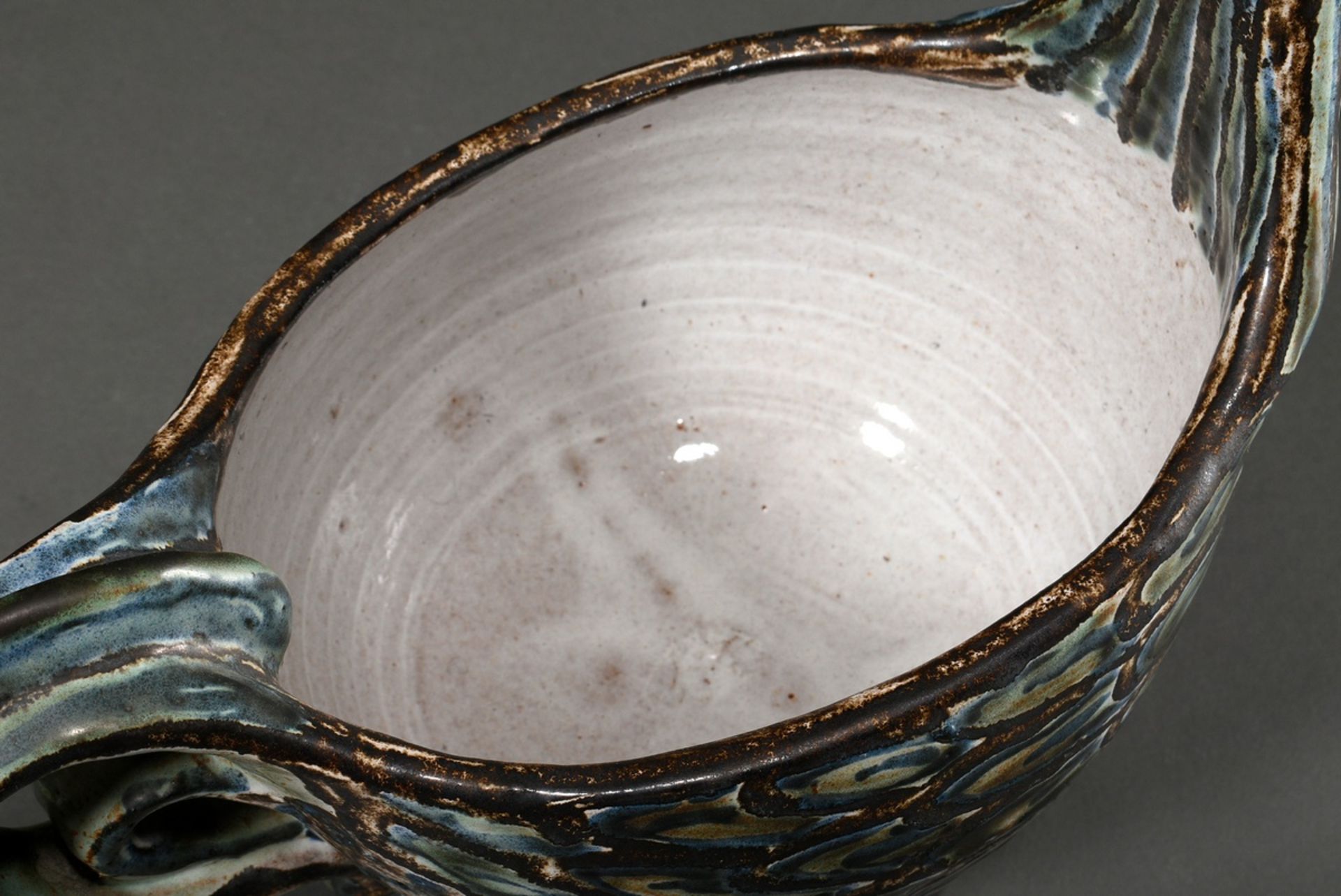 Maetzel, Monika (1917-2010) studio ceramic vessel in animal form "Chicken", ceramic white/green/blu - Image 4 of 6