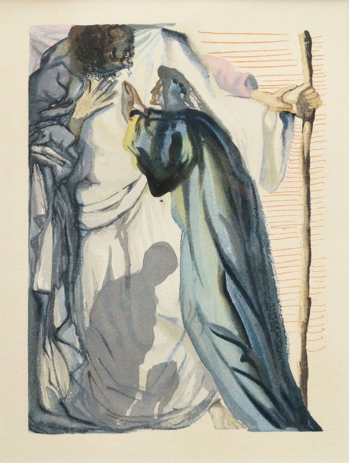 Dalí, Salvador (1904-1989) "Ein Geist befragt Dante" (Fegefeuer - 14. Gesang) aus Dante Alighieri "