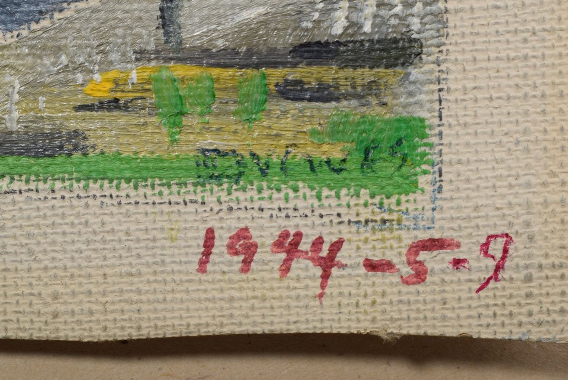 Drewes, Werner (1899-1985) "Landscape with a House" 1944, oil/crayon/canvas, sign./dat. b.r., inscr - Image 2 of 4