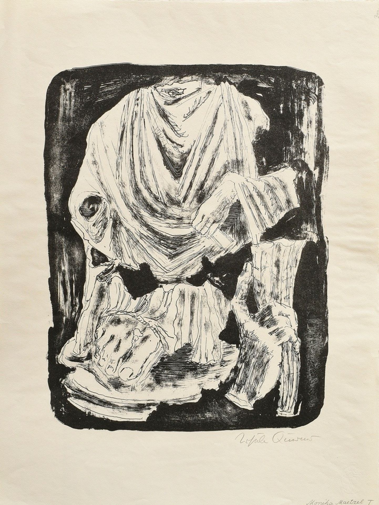 2 Querner, Ursula (1921-1969) "Fragmente einer römischen Statue" und "Liegender Akt" 1963, Lithogra - Bild 2 aus 5