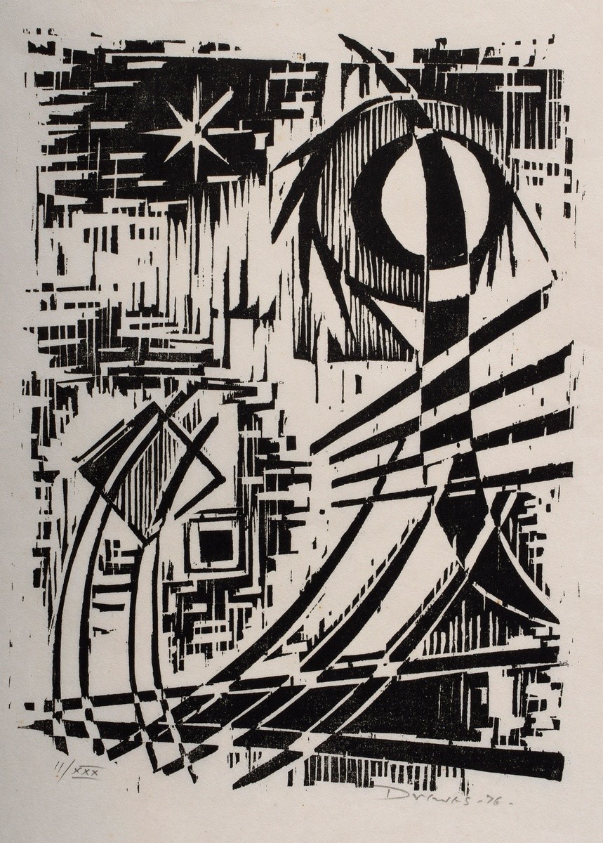 Drewes, Werner (1899-1985) "Fireworks 4th of July" 1976, woodcut, 11/30, b. sign./dat./num./titl., 