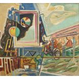 Baerwind, Rudolf (1910-1982) "Abstrakte Komposition" 1948, Öl/Platte, u.r. sign./dat.,