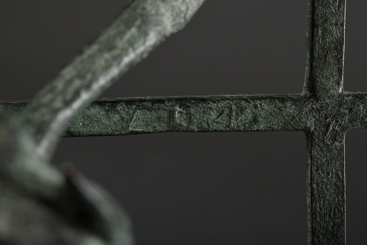 Capellini, Sergio (*1942) "Christ on the cross", bronze green patinated, sign., 44x11,5cm, min. rub - Image 5 of 6