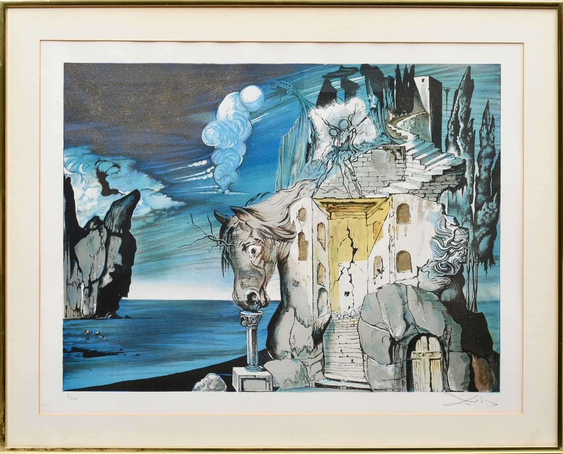 Dalí, Salvador (1904-1989) "The Wild Tristan", color lithograph with gold tinsel, 2/300, below num. - Image 2 of 3