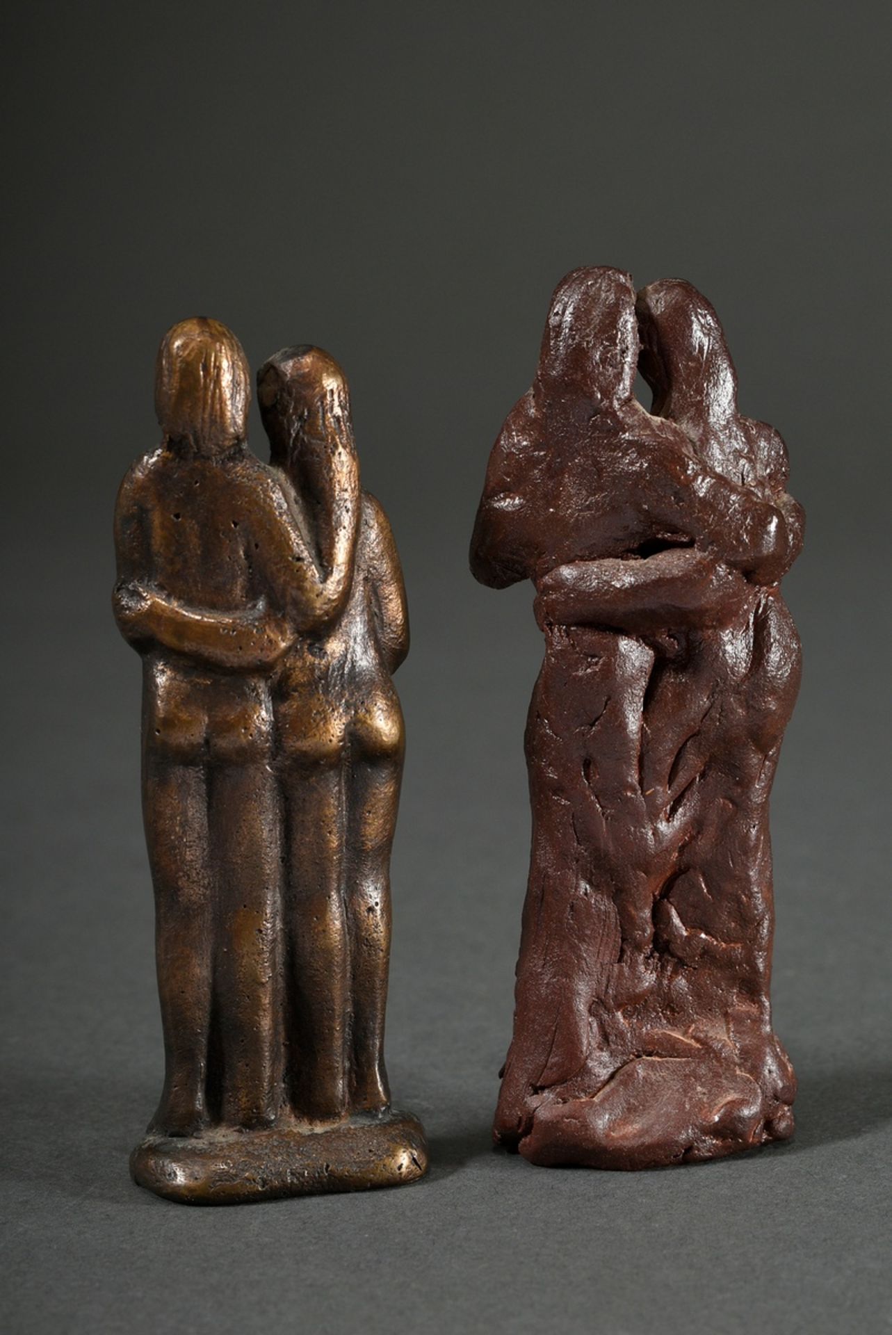 2 Various Maetzel, Monika (1917-2010) figures "Adam and Eve", bronze/reddish clay (bozzetto), monog - Image 2 of 3