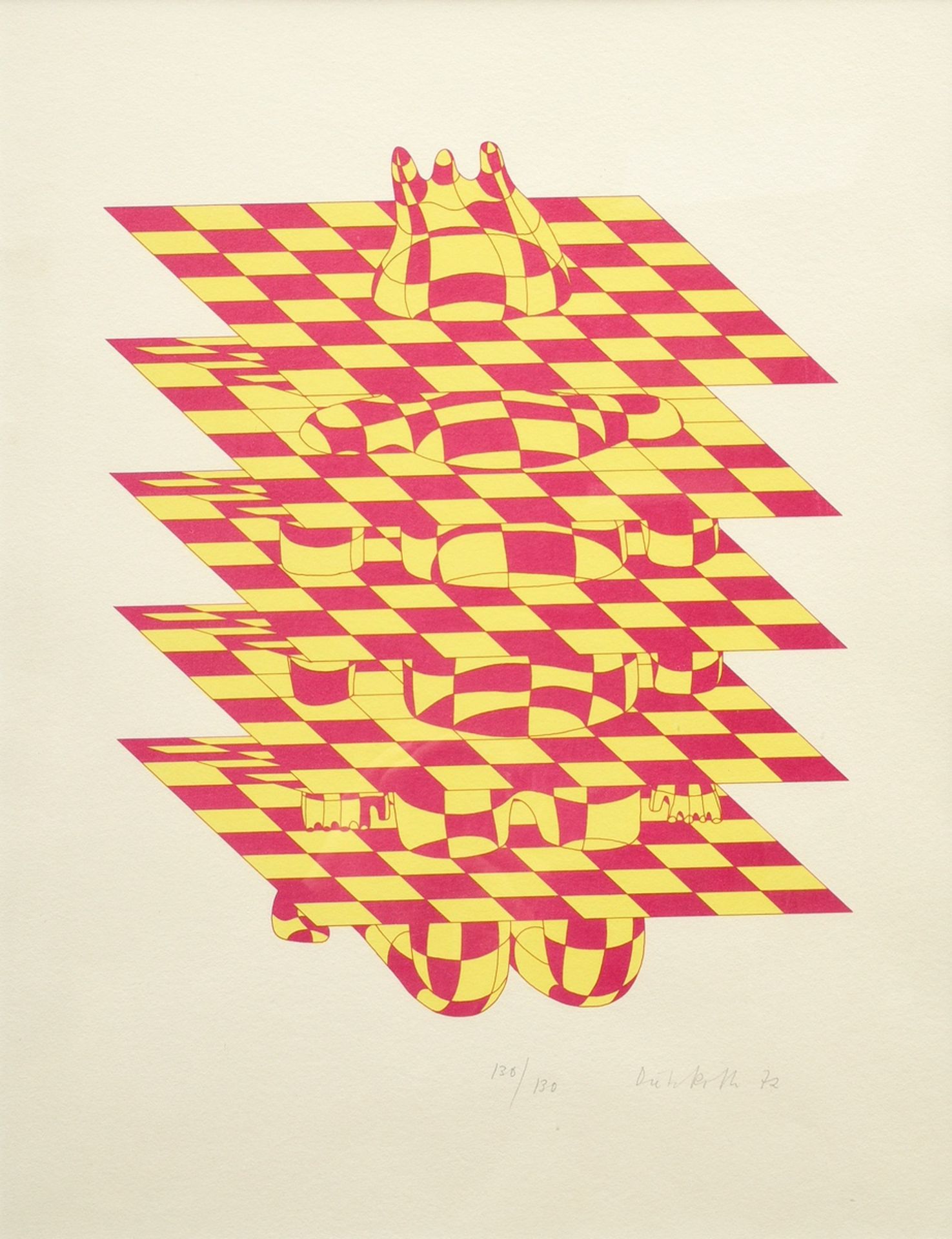 Roth, Dieter (1930-1998) "Ein Gefangener (rot/gelb)" 1972, Farbserigraphie, 130/130, u.r. sign./dat