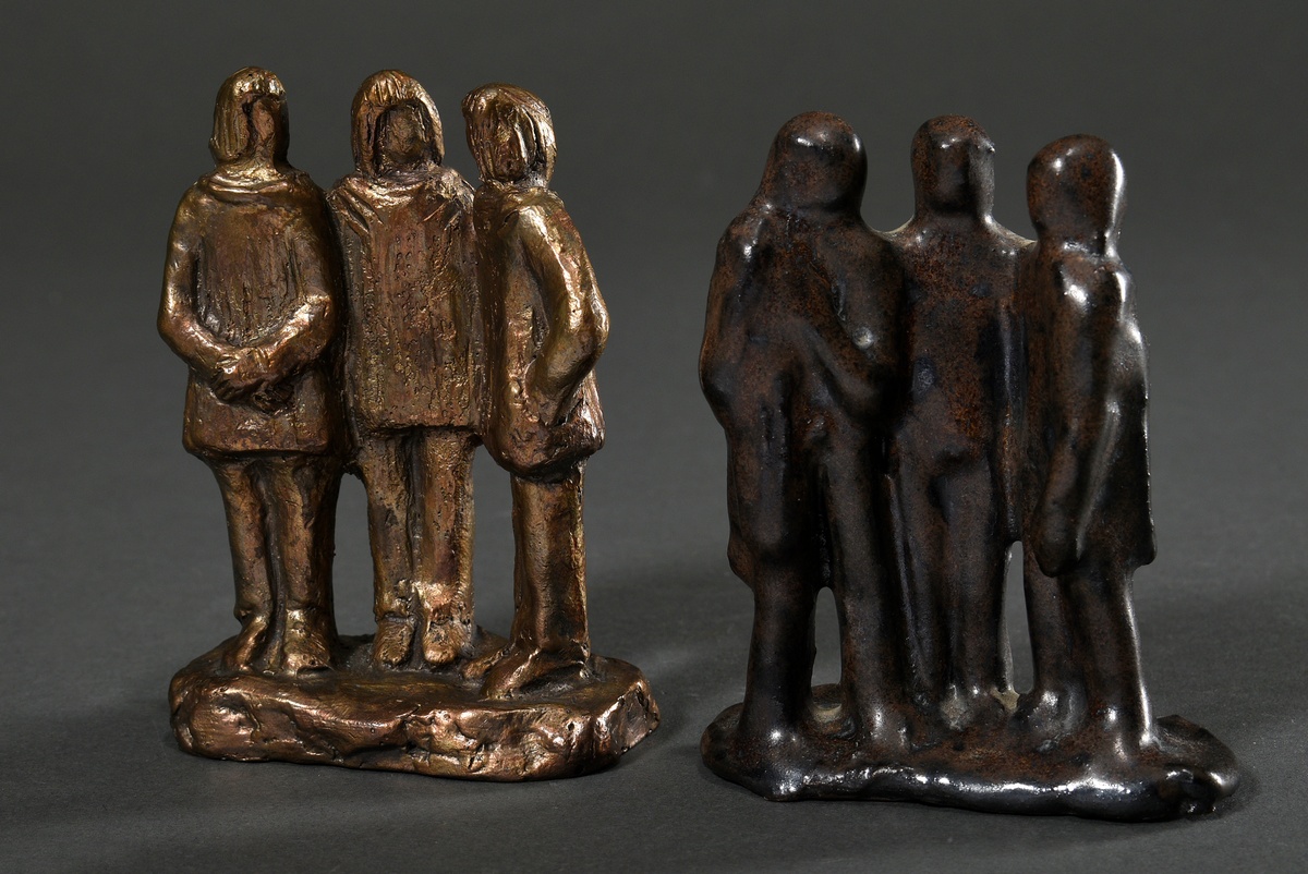 2 Various Maetzel, Monika (1917-2010) figure groups "Three persons", bronze/ceramic glazed, in the  - Image 3 of 5