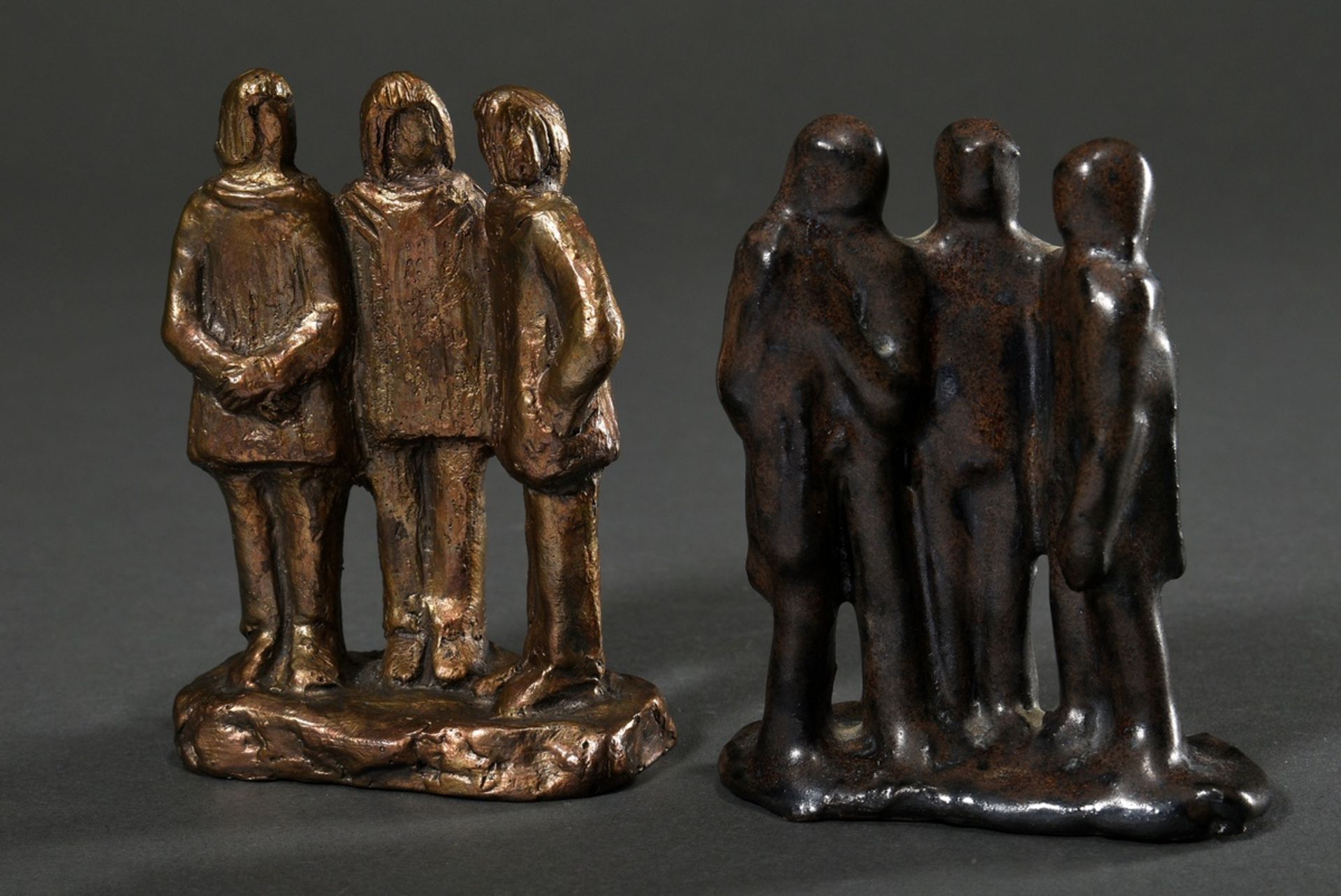 2 Various Maetzel, Monika (1917-2010) figure groups "Three persons", bronze/ceramic glazed, in the  - Image 3 of 5