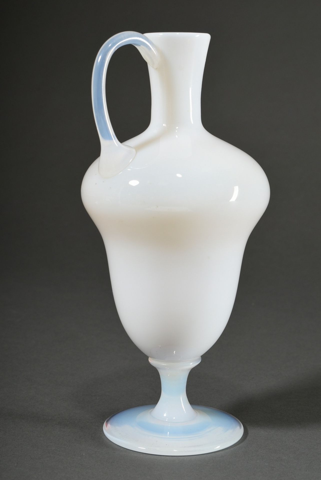 Sèvres opal glass vase on high foot with baluster shaped body and side handle, etched stamp on bott - Image 2 of 4