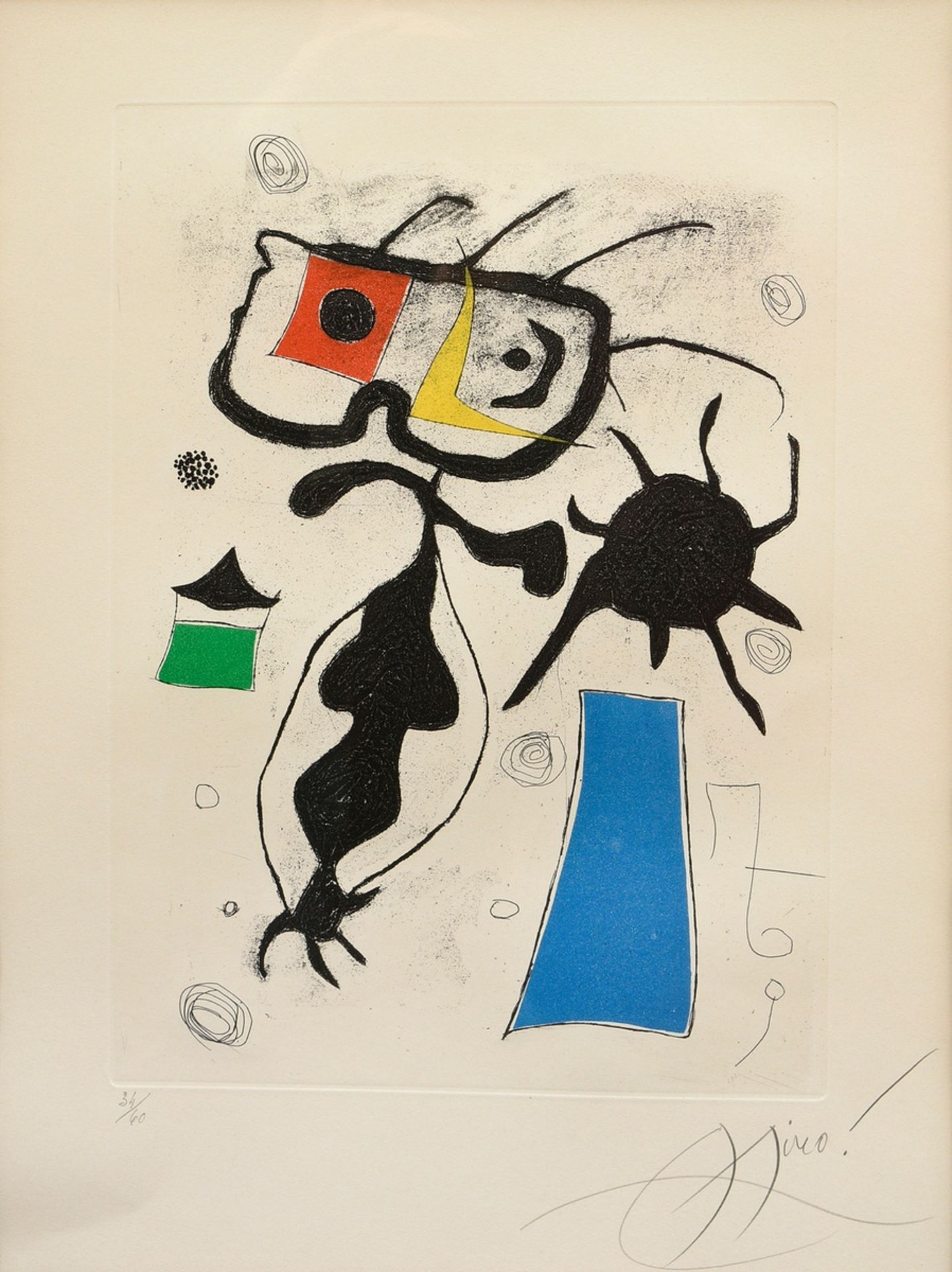 Miró, Joan (1893-1983) "Hommage a San Lazzaro", (plate 6) 1977, color etching 34/60, below num./sig