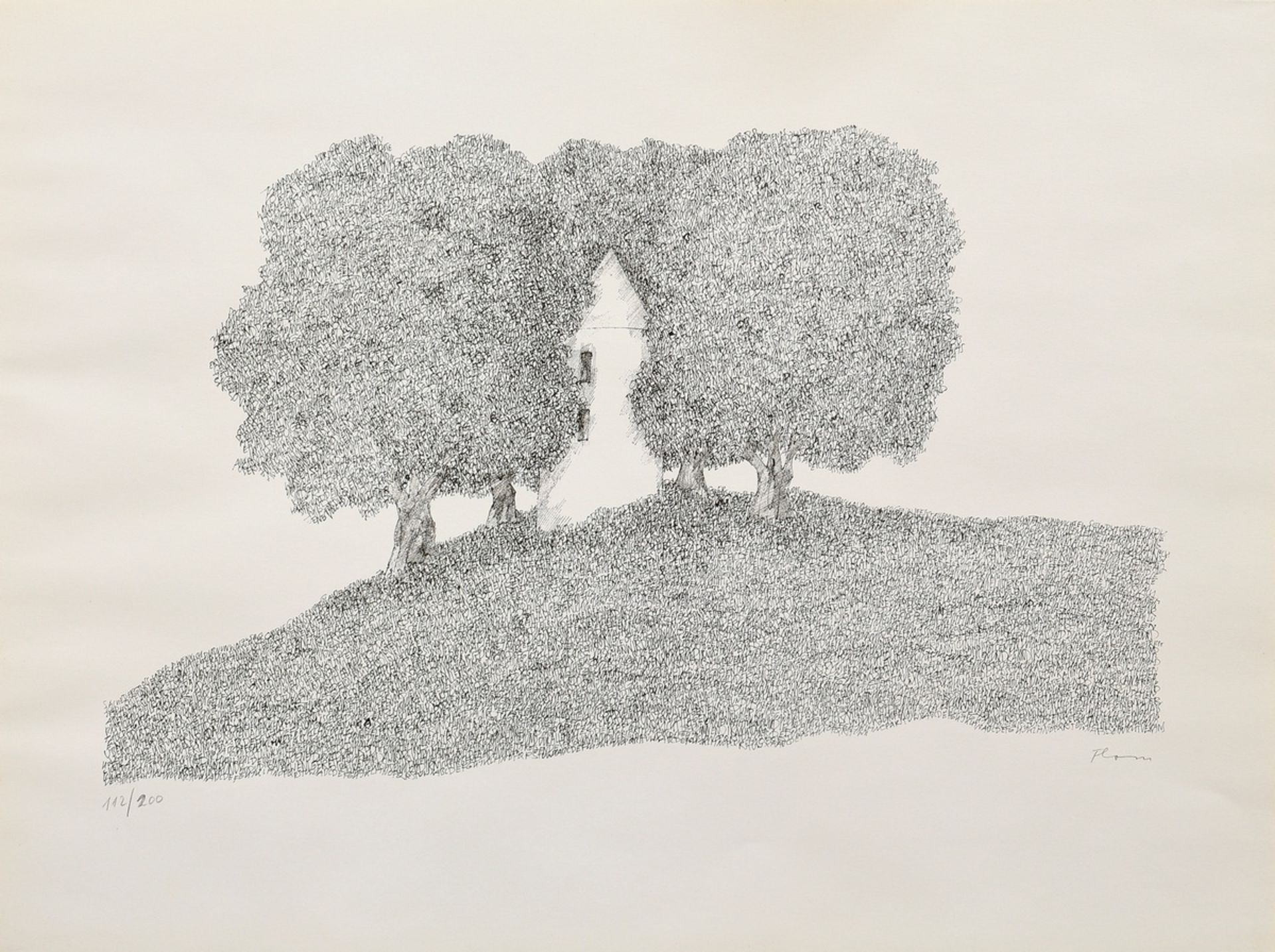 Flora, Paul (1922-2009) "Ivory Tower" 1974, lithograph, 112/200, b. sign./num., SM 44,8x59,8cm, sli