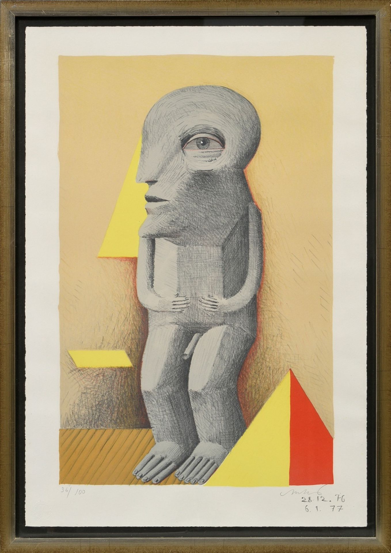 Antes, Horst (*1936) "Kopffüßler" 1976/77, colour lithograph, 36/100, b. sign./dat./num., PM 42,5x2 - Image 2 of 2