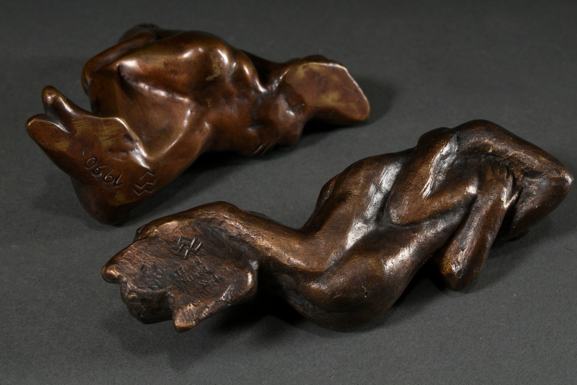 2 Various Maetzel, Monika (1917-2010) figure groups "Intertwined lovers" and "Two female nudes", br - Image 3 of 5