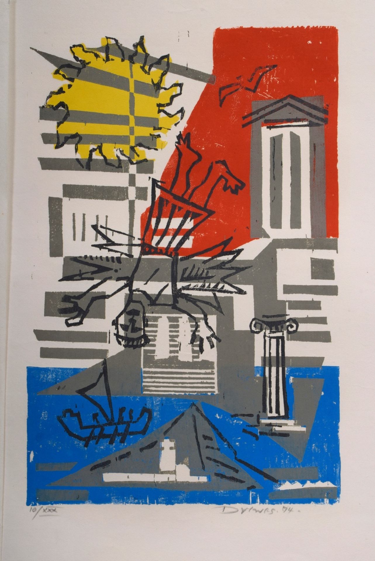 2 Drewes, Werner (1899-1985) "Echo of Greece" 1974, color woodcuts, proof (4) and 10/30, b. sign./d - Image 3 of 5