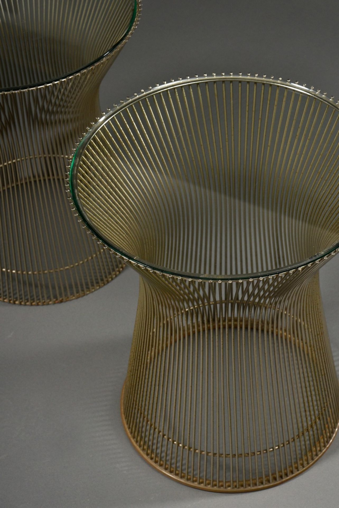 2 side tables "Model 3710", design: Warren Platner 1966 for Knoll International, tubular steel with - Image 2 of 4