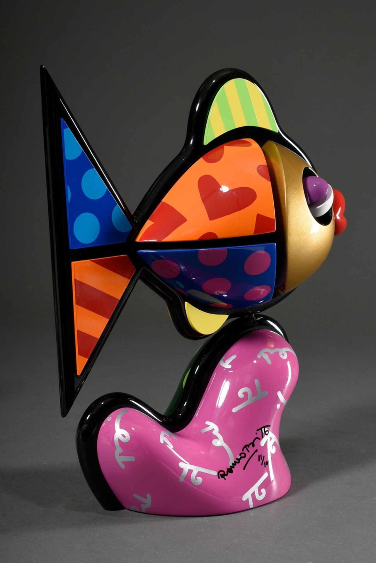 Britto, Romero (*1963) "Lady Fish", wood polychrome painted, front sign./num. 11/100, two parts, 37 - Image 3 of 5