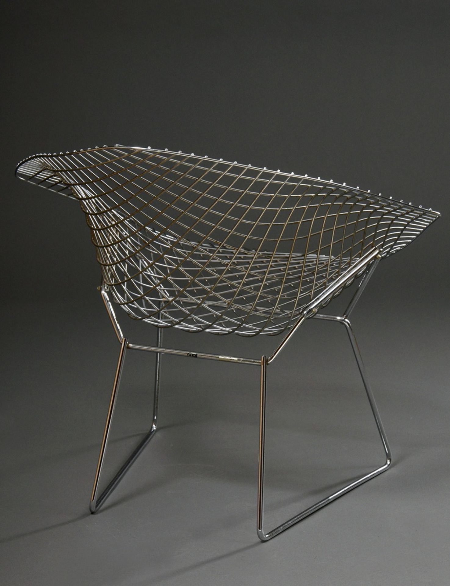 2 armchair "Diamond Chair", design: Harry Bertoia 1952 for Knoll International, chromed steel wire  - Image 4 of 7