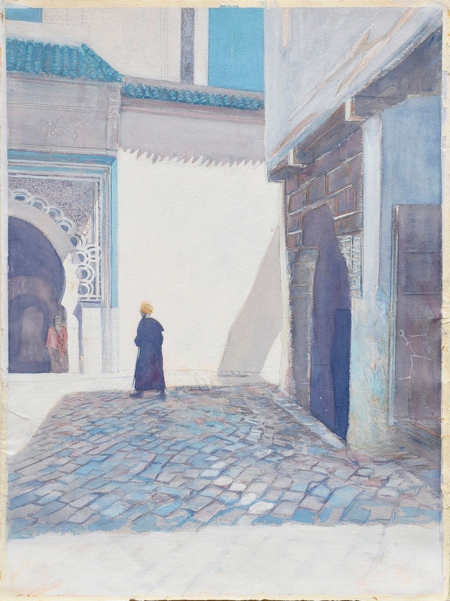 Werkmeister, Wolfgang (*1941) "Moschee in Fès" 1982, Aquarell/Gouache, u.r. sign./dat./betit., 79x5