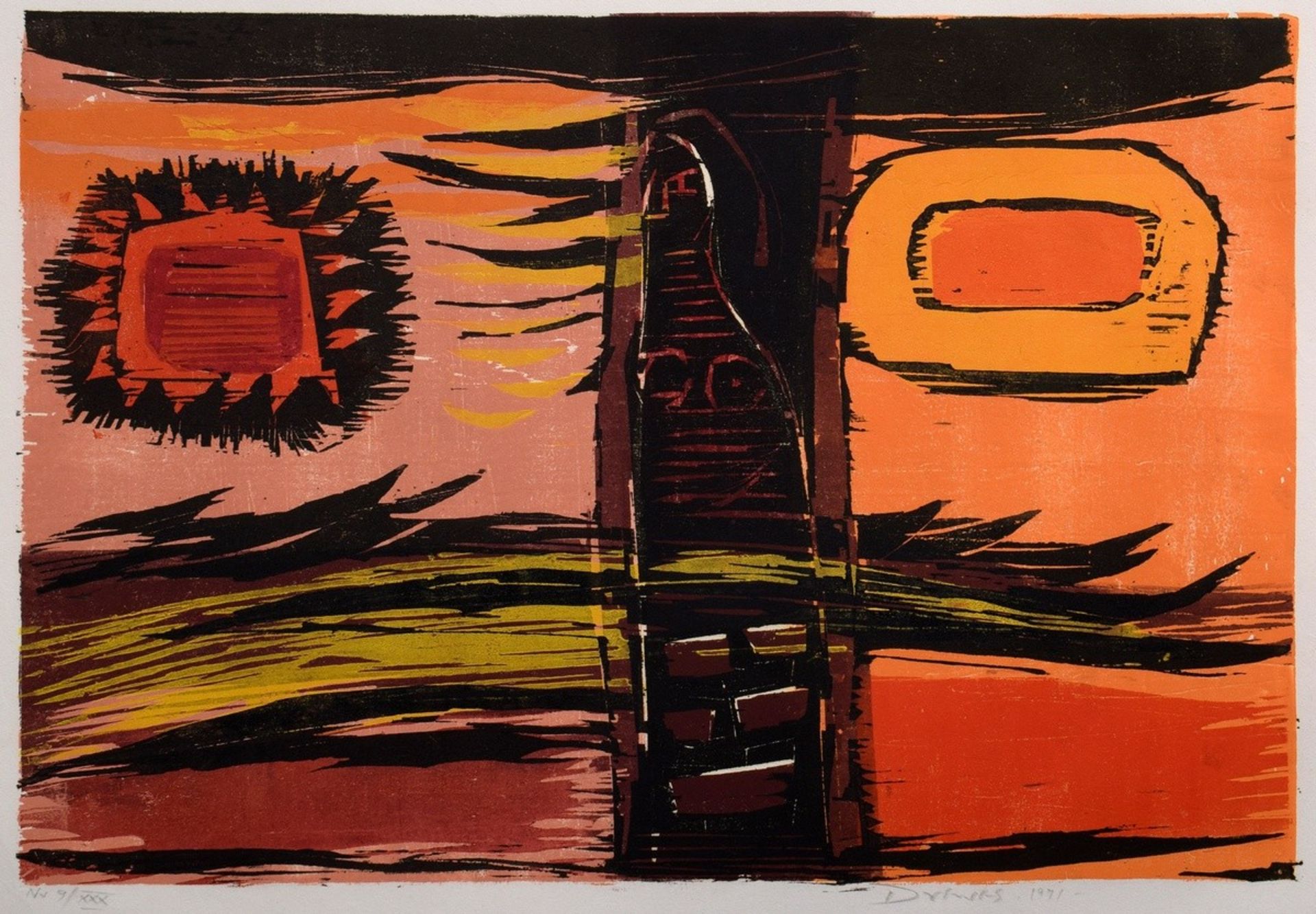 Drewes, Werner (1899-1985) "Lot|s Wife" 1971, color woodcut, 9/30, b. sign./dat./num./titl., cat. r - Image 2 of 3