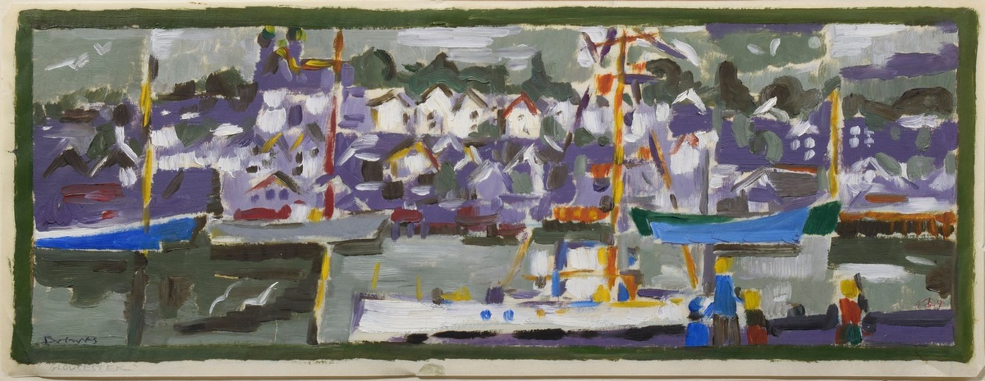 Drewes, Werner (1899-1985) "Gloucester" 1949 (?), oil/paper, sign./titl. b.l., dat. b.r., mounted o