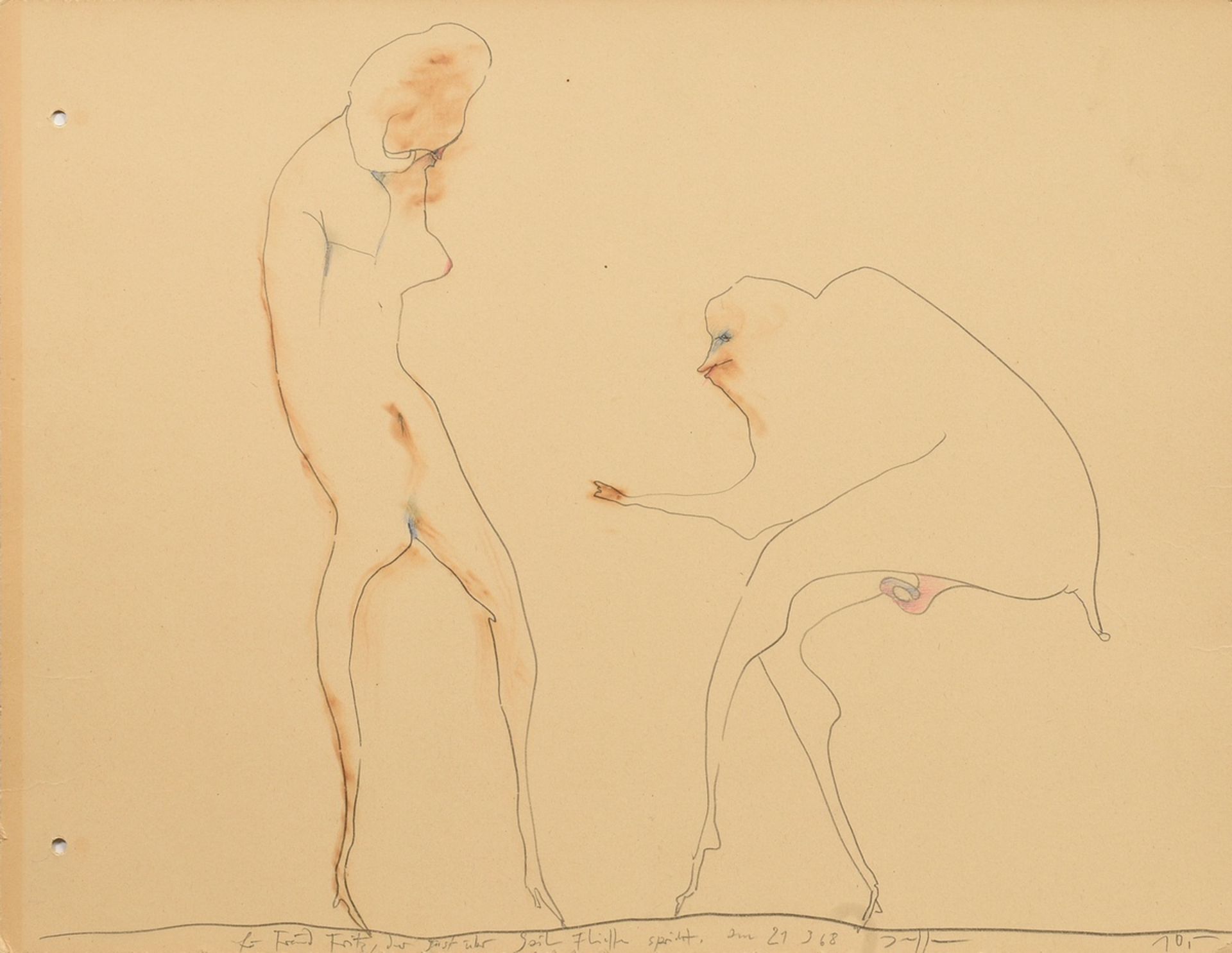 Janssen, Horst (1929-1995) "Preliminary Study: For Rosi" 1968, pencil/crayon/presumably heat, b. si