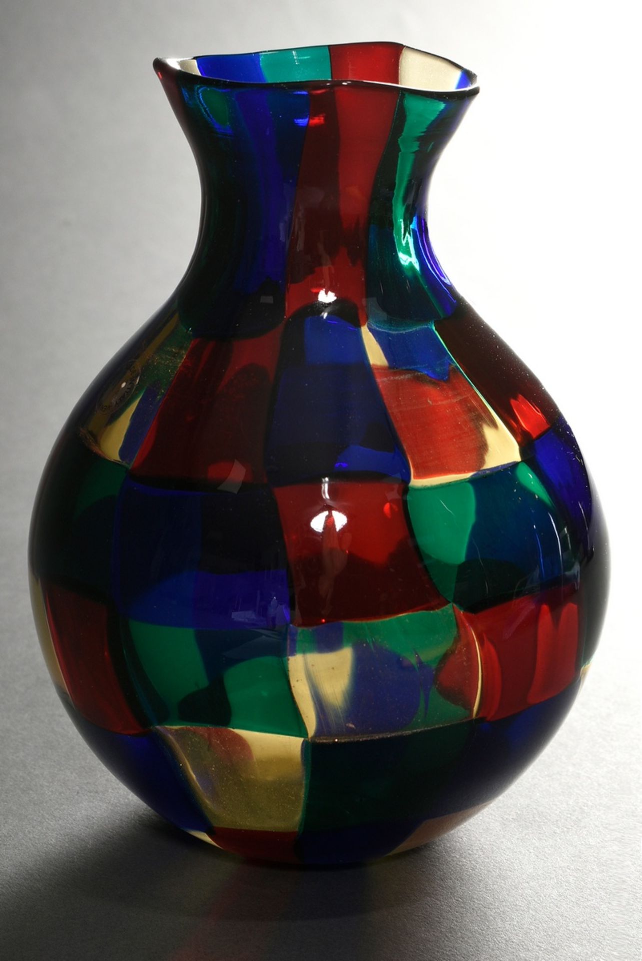 Rare Venini "Pezzato" glass vase, design: Fulvio Bianconi 1951, blown glass, at the bottom sign./da