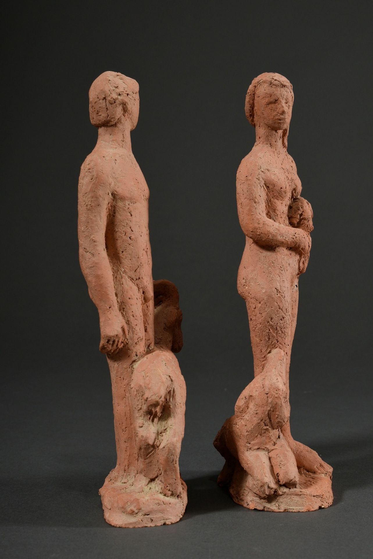 Pair of Maetzel, Monika (1917-2010) figures "Young man with billy goat"/"Young woman with lamb and  - Image 3 of 4