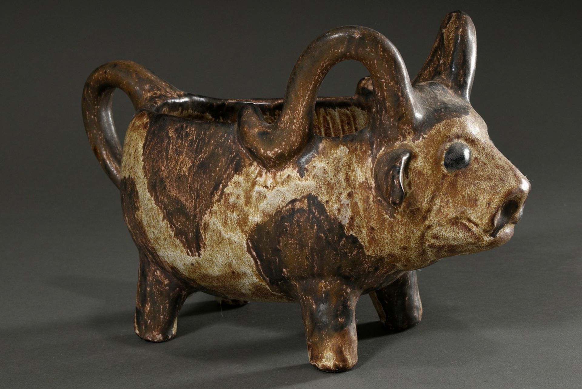 Maetzel, Monika (1917-2010) studio ceramics vessel in animal form "bull", ceramic white/brown glaze - Image 3 of 6