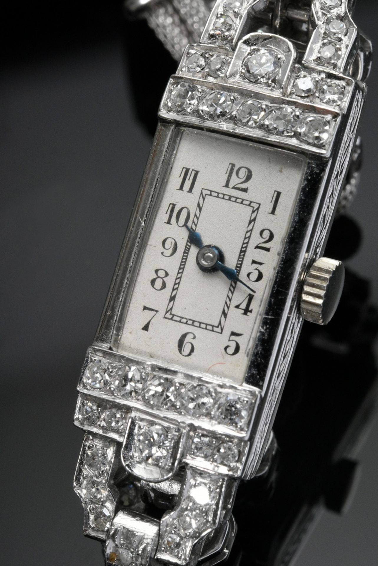 Fine Art Deco platinum bracelet watch and pull strap set with diamonds (total approx. 1.80ct/SI-P/W - Image 3 of 3