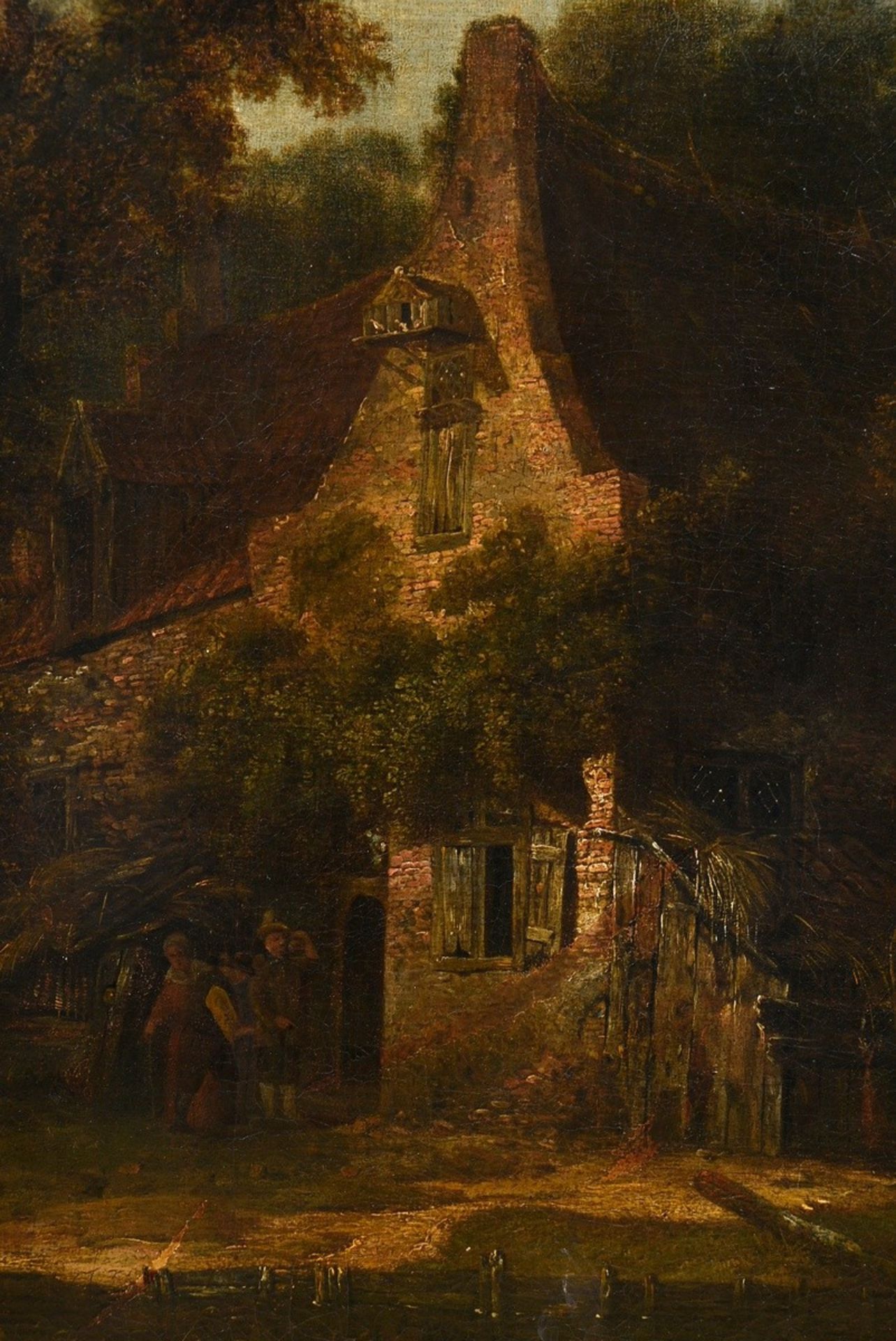 Unbekannter Künstler des 18.Jh. "Haus am See", Öl/Leinwand, doubliert, 98,5x129cm (m.R. 120,5x151cm - Bild 3 aus 7