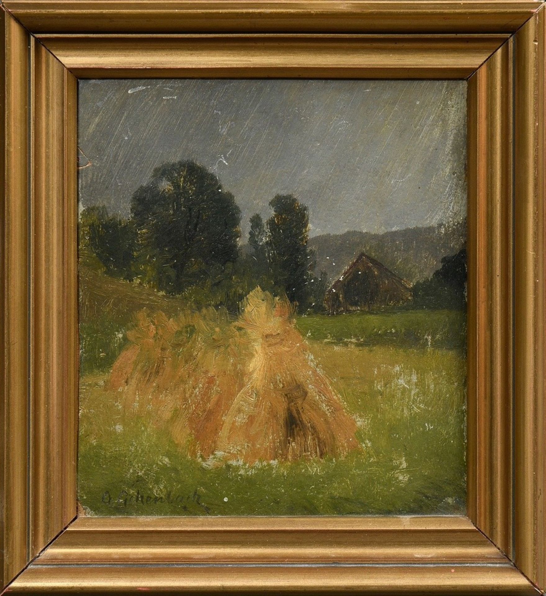 Achenbach, Andreas (1815-1910) "Heudiemen", oil study/cardboard, sign. lower left, 20x18cm (w.f. 25 - Image 2 of 3