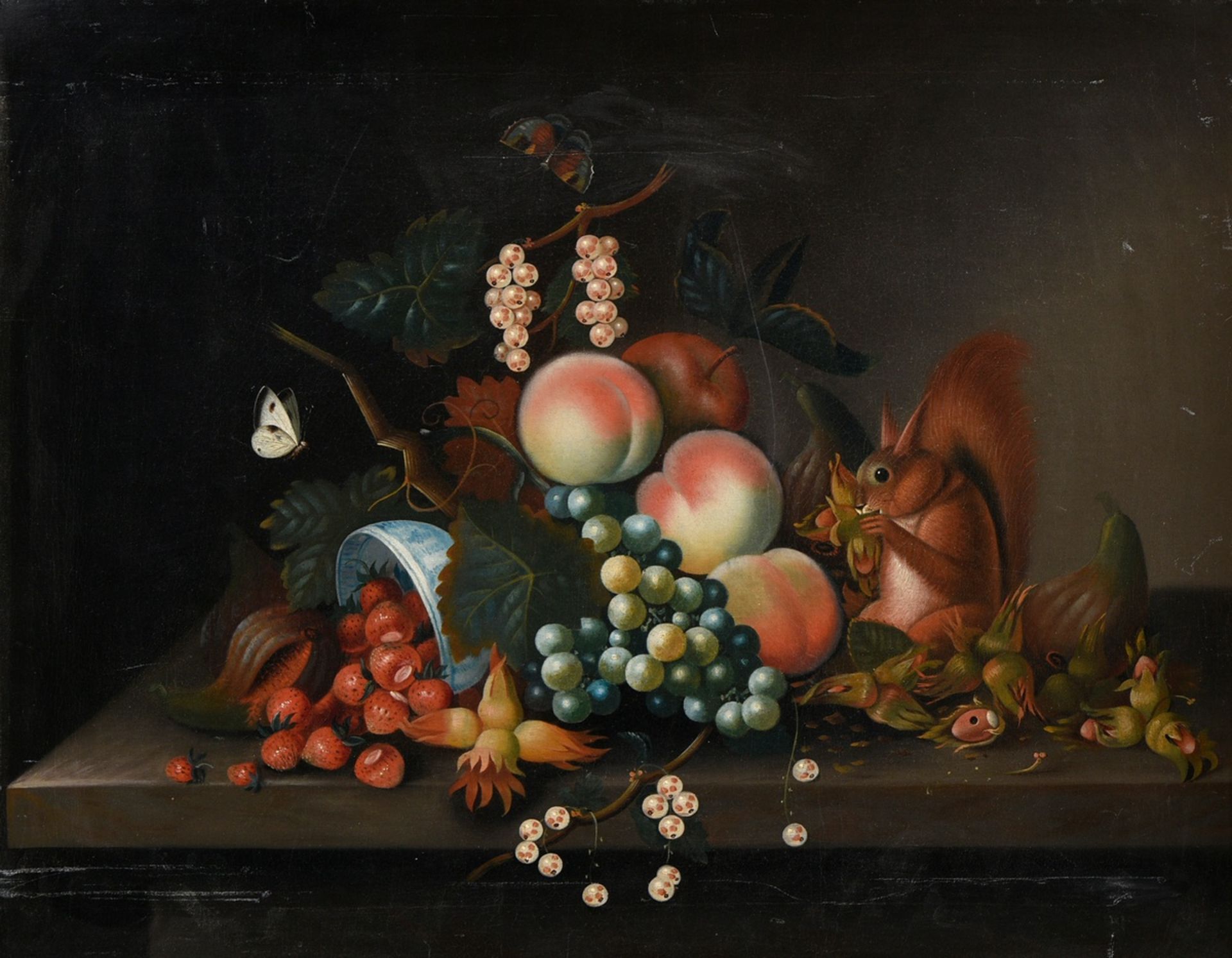 Stranovius, Tobias (1684-1756) Succession "Still Life of Fruit with Butterflies and Squirrels", oil