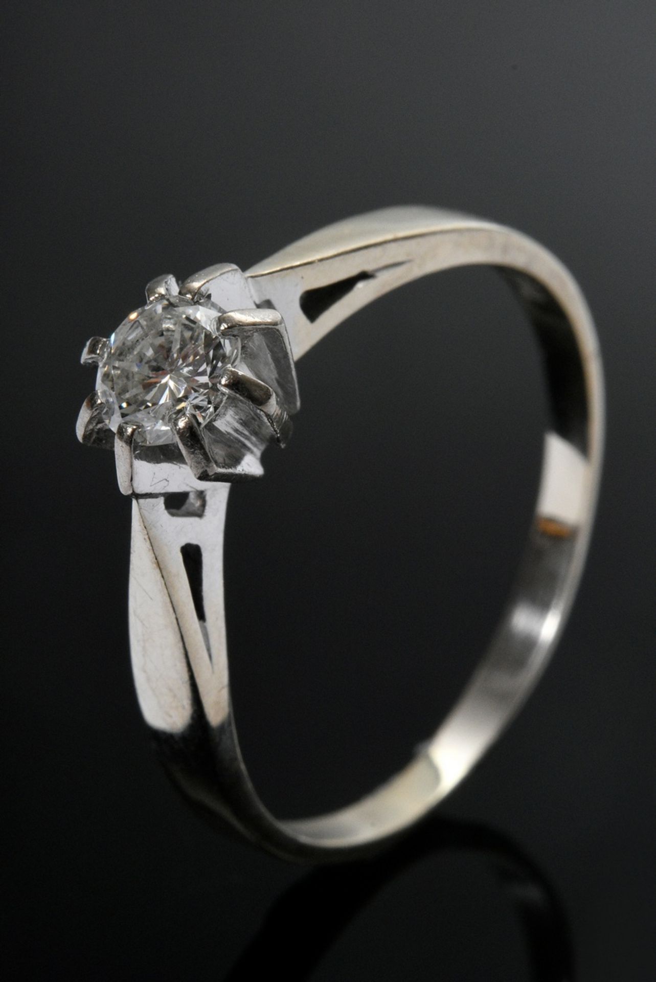 Feiner platinierter Gelbgold 585 Art Deco Ring mit Altschliffdiamanten (zus. ca. 0.50ct/SI-P1/W-TCR