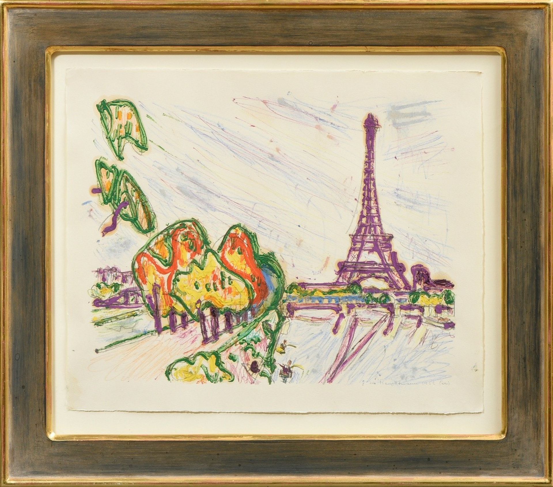 Hauptmann, Ivo (1886-1973) „Paris“ 1952, Öl/Buntstift, u. sign./dat./betit., BM 38,5x46,5cm (m.R. 5 - Bild 2 aus 3