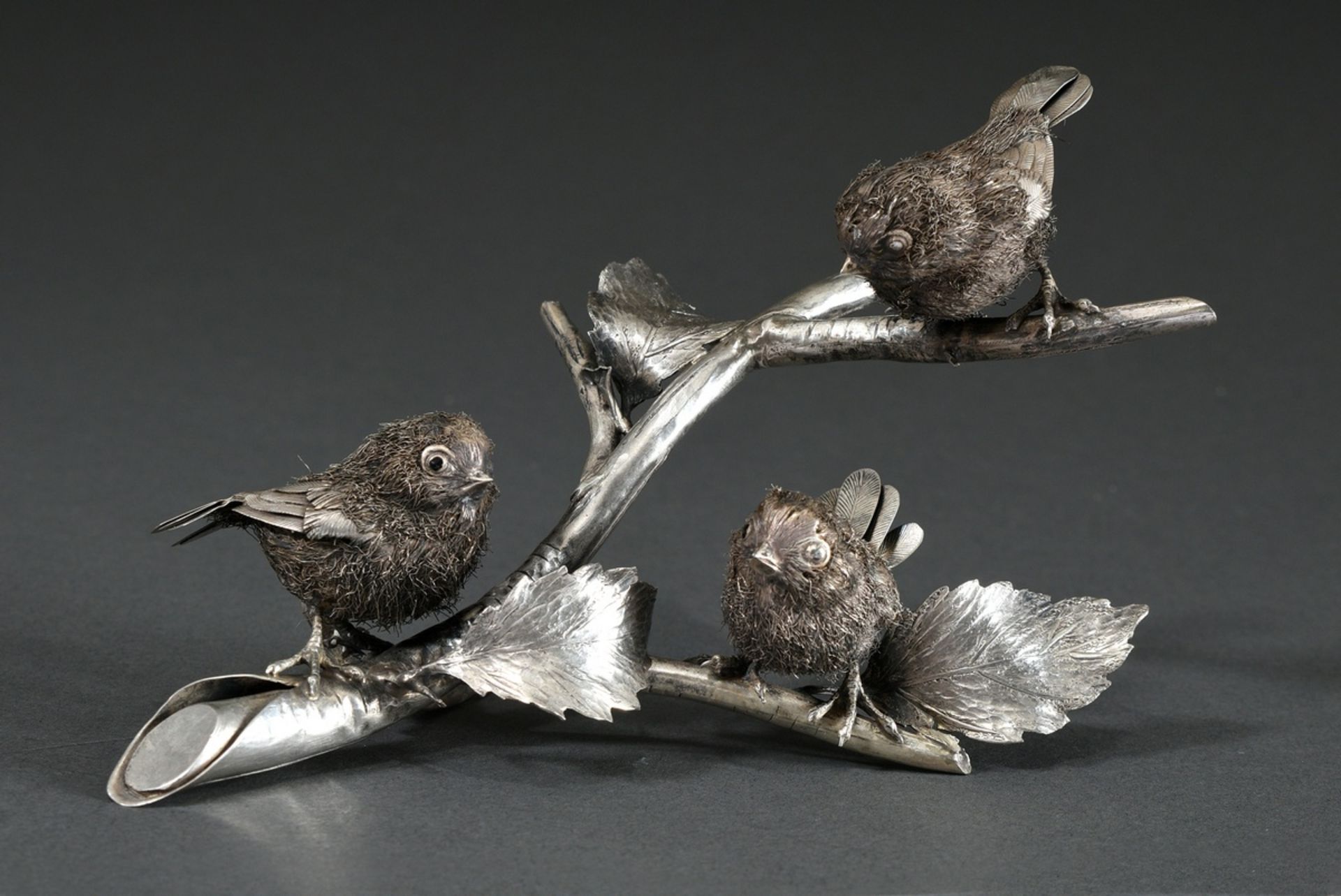 Table decoration "Branch with three birds", attributed to Mario Buccellati (1891-1965), without mar