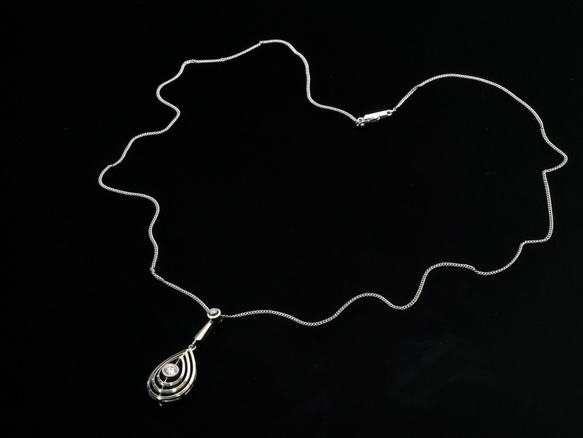 White gold 585 Venetian necklace with drop-shaped diamond pendant (add. ca. 0.15ct/VSI/W) in brilli - Image 2 of 2
