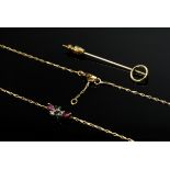 2 Diverse Teile Schmuck: Gelbgold 750 Kettchen (4,1g,L. 44cm) mit Brillanten (zus. ca. 0.07ct/SI/CR