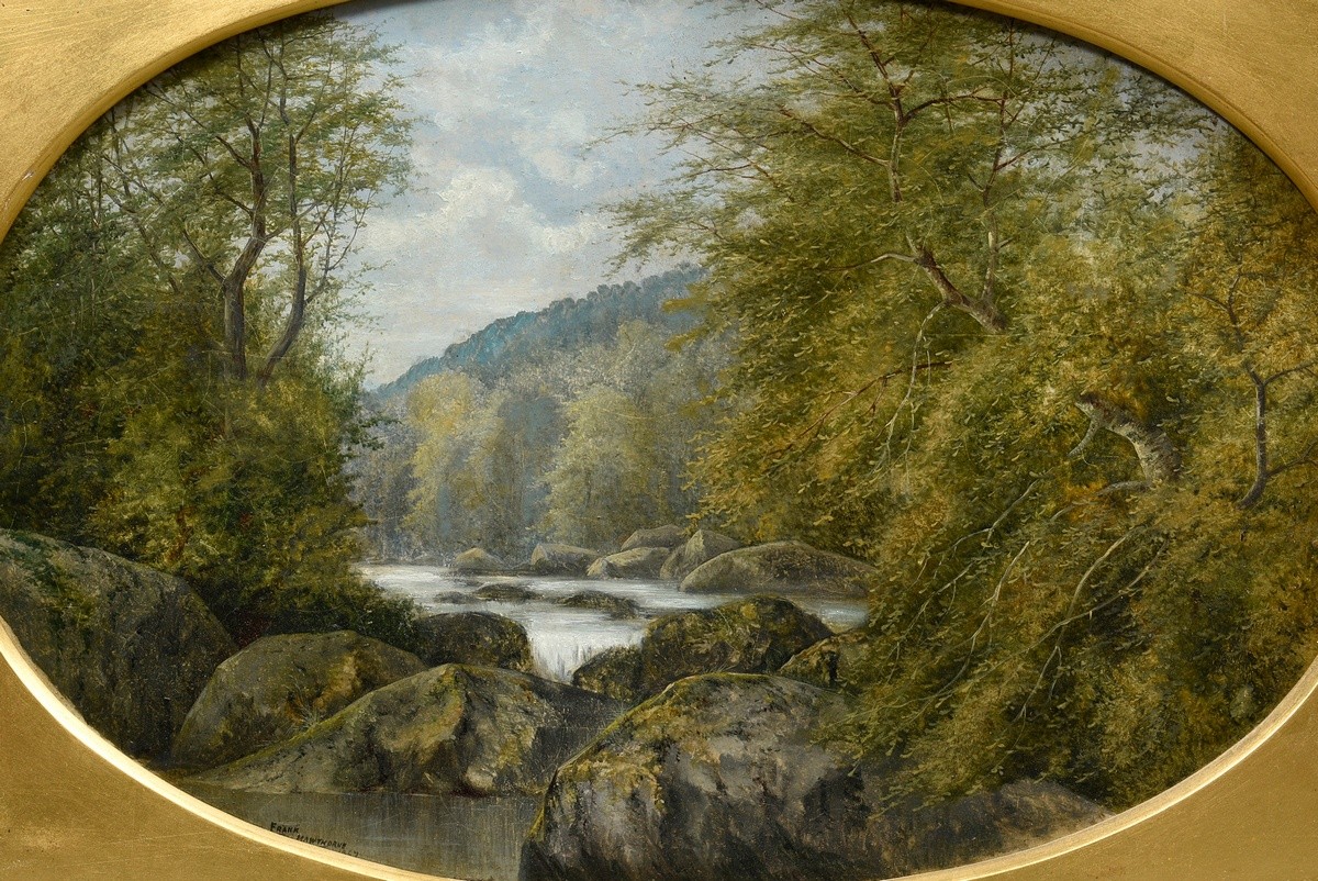 Hawthorne, Frank (19th c.) "Mountains with Watercourse" 1867, oil/cardboard, b.l. sign./dat., 28x44 - Image 2 of 5