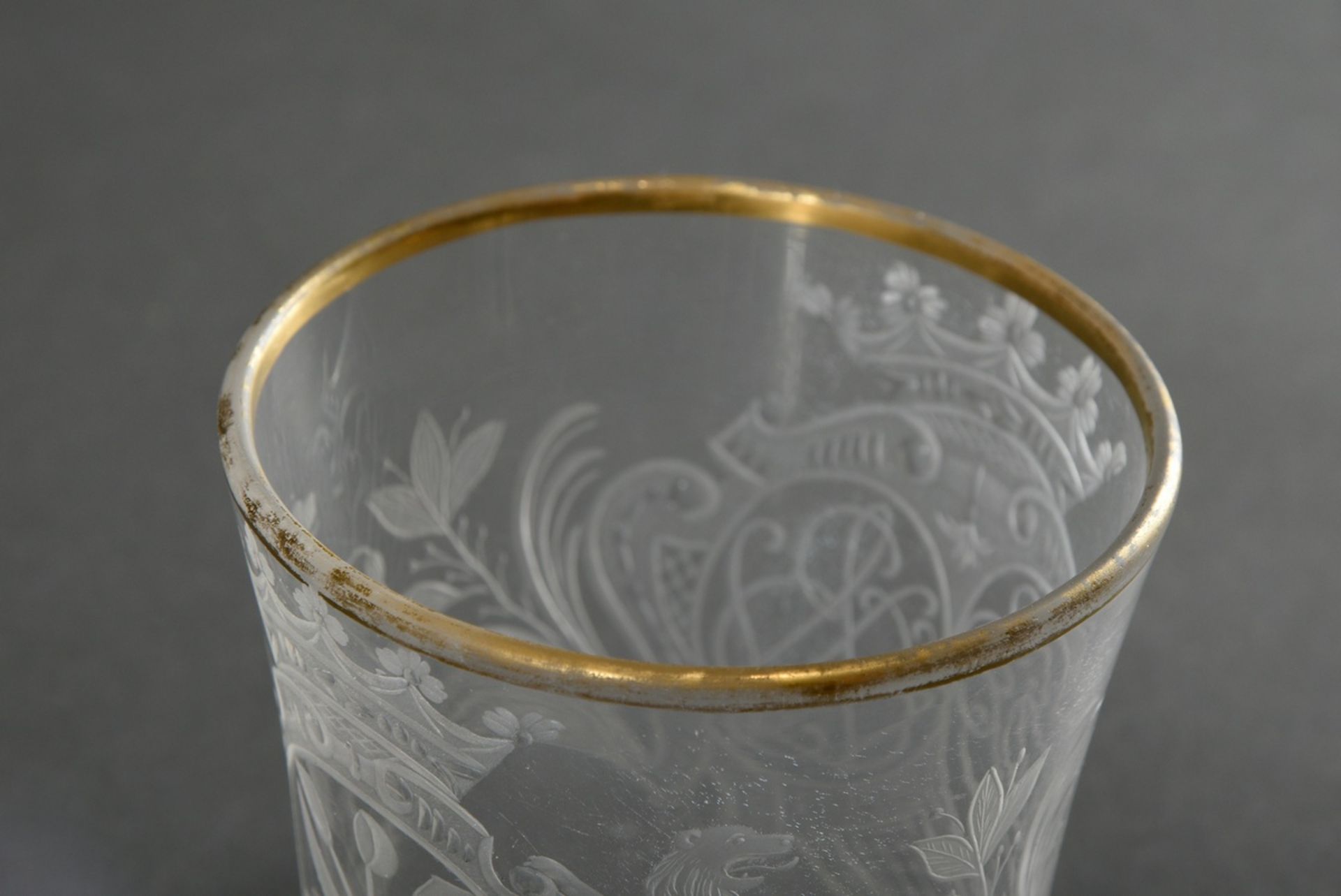 Beaker in baroque style with ligatured double monogram "HPW" and "CBW" in crowned cartouche as well - Image 3 of 4