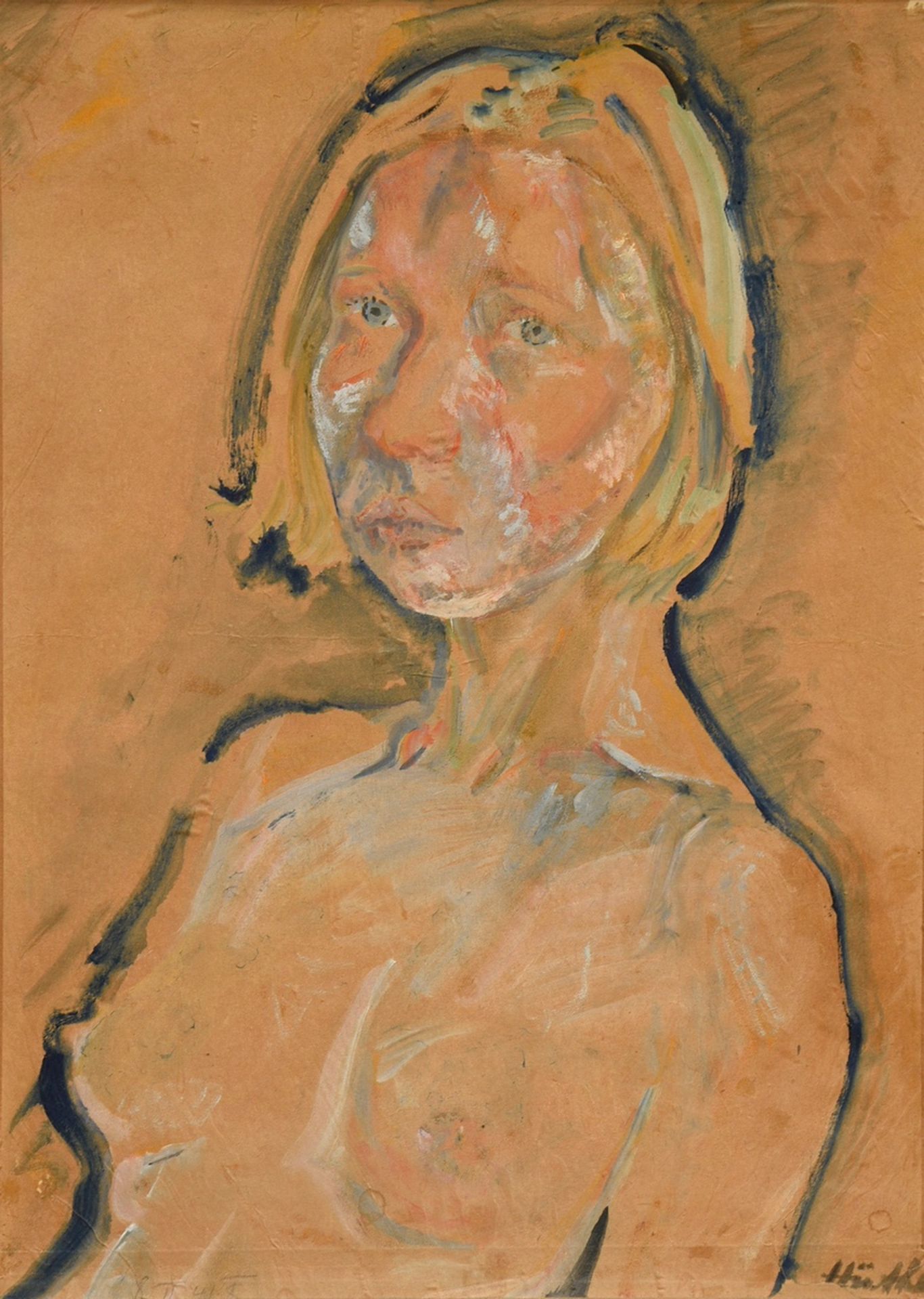 Hüther, Julius (1881-1954) "Female Semi-Nude" 1941, watercolour/paper on cardboard, l.r. sign./dat.