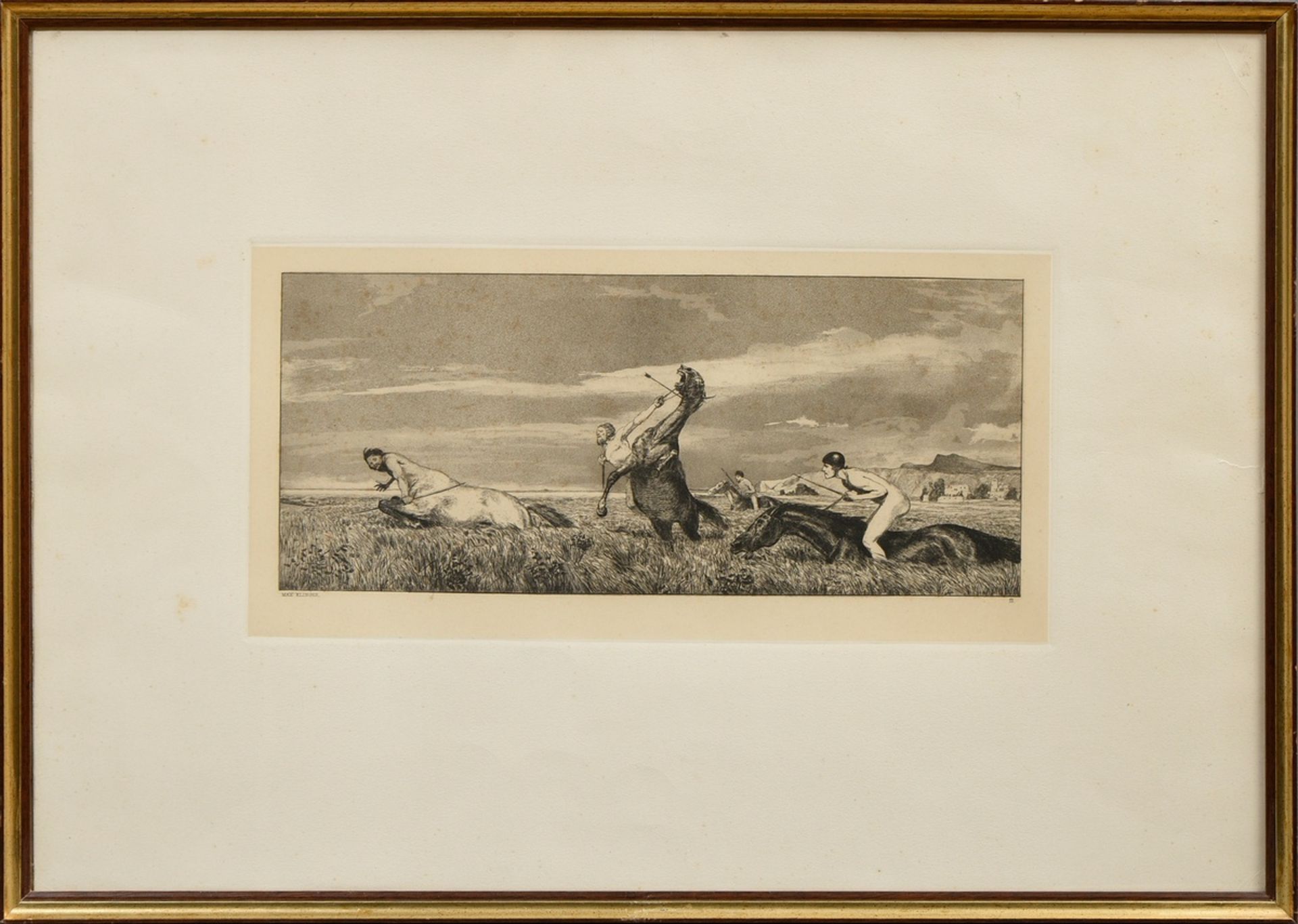 Klinger, Max (1857-1920) "Pursued Centaur" 1881 from: Intermezzi (Opus IV, sheet 3), etching, sign. - Image 2 of 4